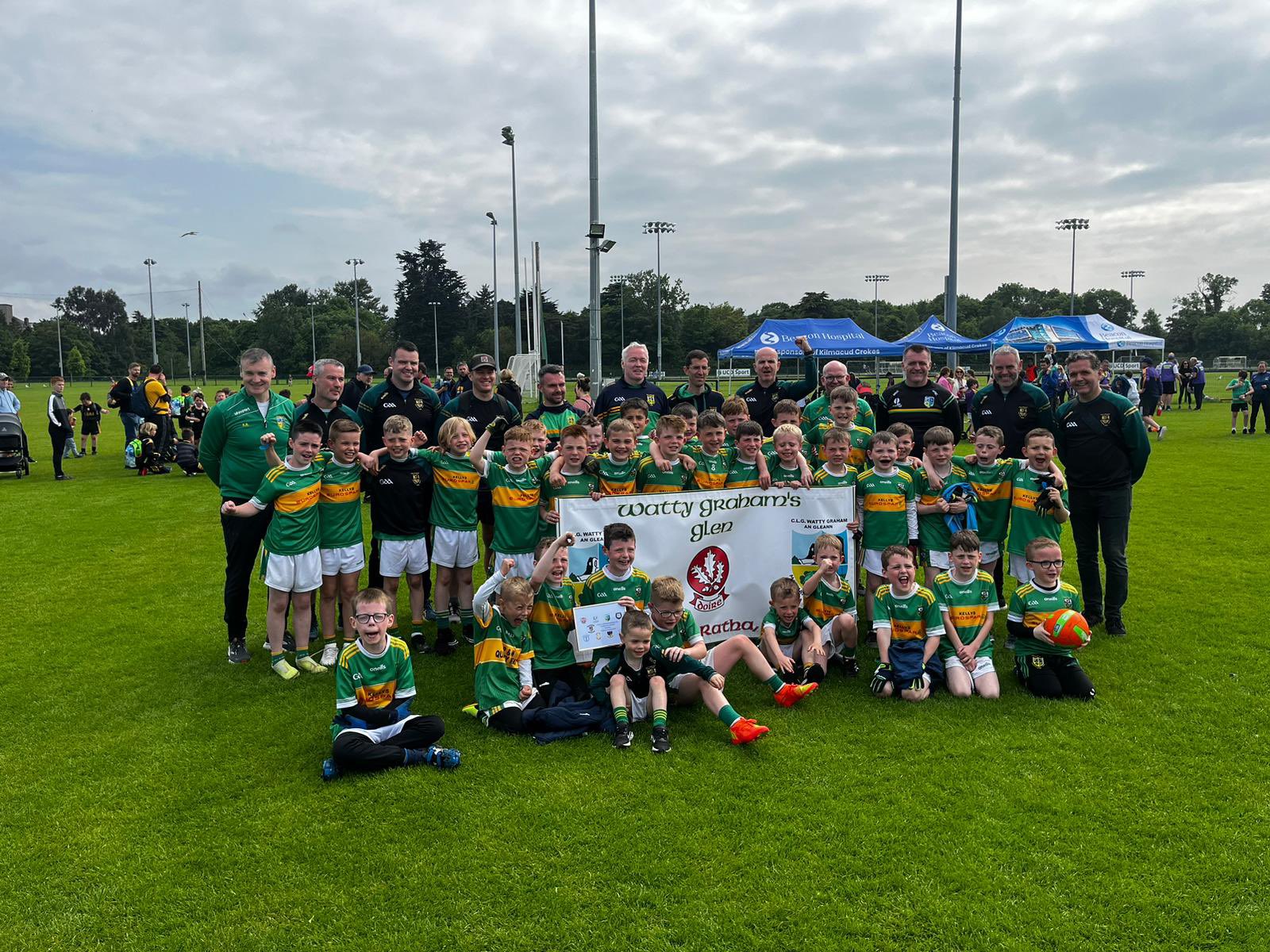 Team photo in UCD playing fields of U9 boys football team