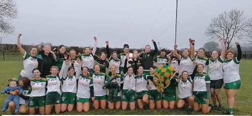 Senior Camogie team celebrating Ulster Championship win