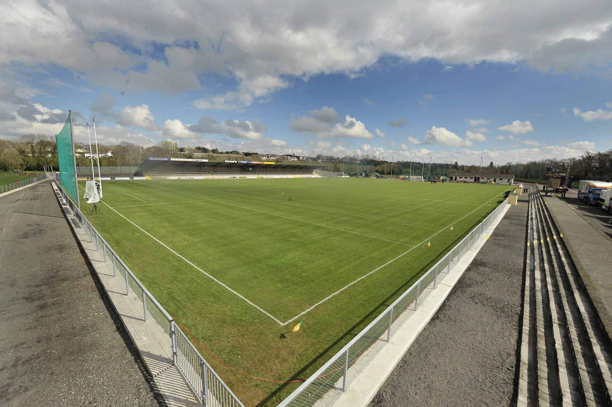 Gaelic football pitch at night under flood lighting